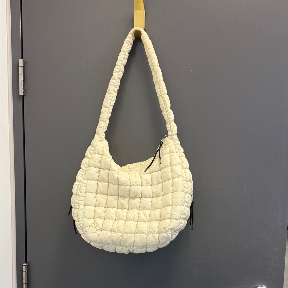Cream Quilted Puffer Shoulder Bag